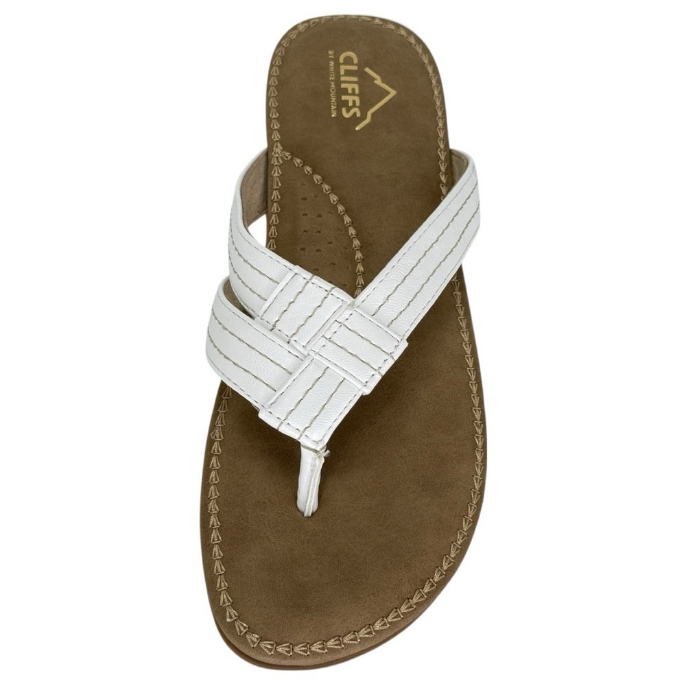 Cliffs by White Mountain Fateful White Faux Leather Womens Thong Sandals Size 8M - Picture 7 of 12